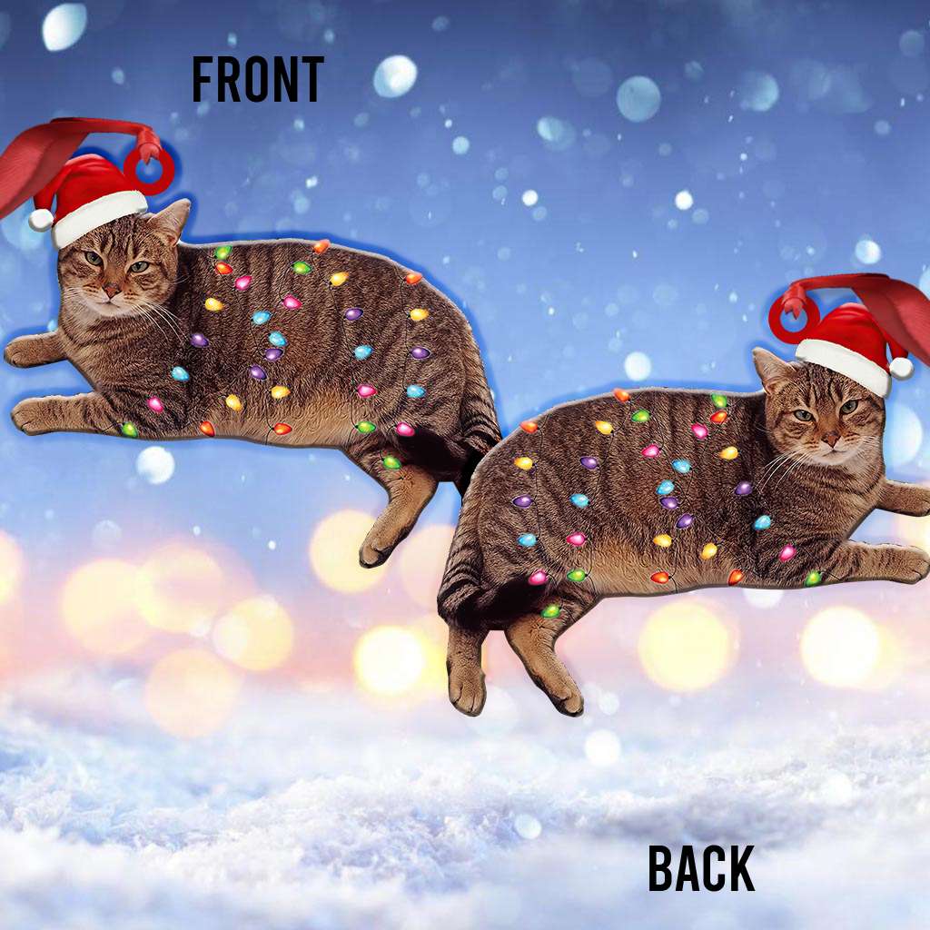 Tabby Cat And Christmas Light Lovely - Cat Ornament (Printed On Both Sides) 1122