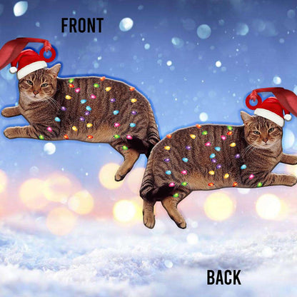 Tabby Cat And Christmas Light Lovely - Cat Ornament (Printed On Both Sides) 1122