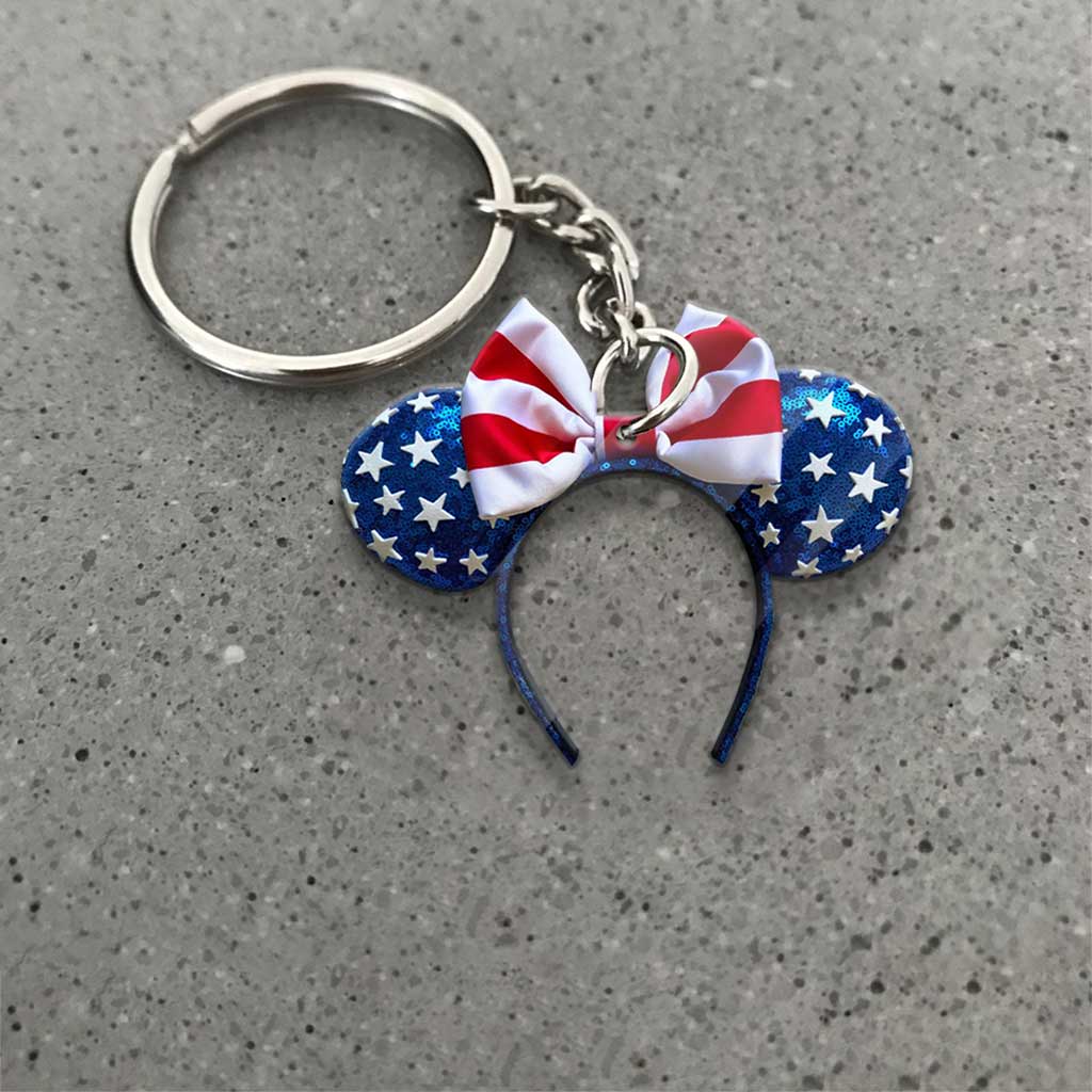 Happy 4th Of July - Independence Day Mouse Keychain With  3D Pattern Print (Printed On Both Sides)