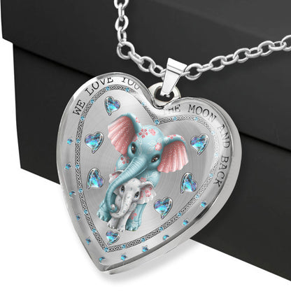 To The Moon And Back - Personalized Mother's day Grandma Heart Pendant Necklace