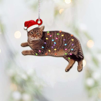 Tabby Cat And Christmas Light Lovely - Cat Ornament (Printed On Both Sides) 1122