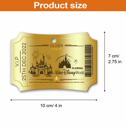 Going To The Magic Kingdom - Personalized Christmas Mouse Scalloped Aluminium Ornament (Printed On Both Sides)