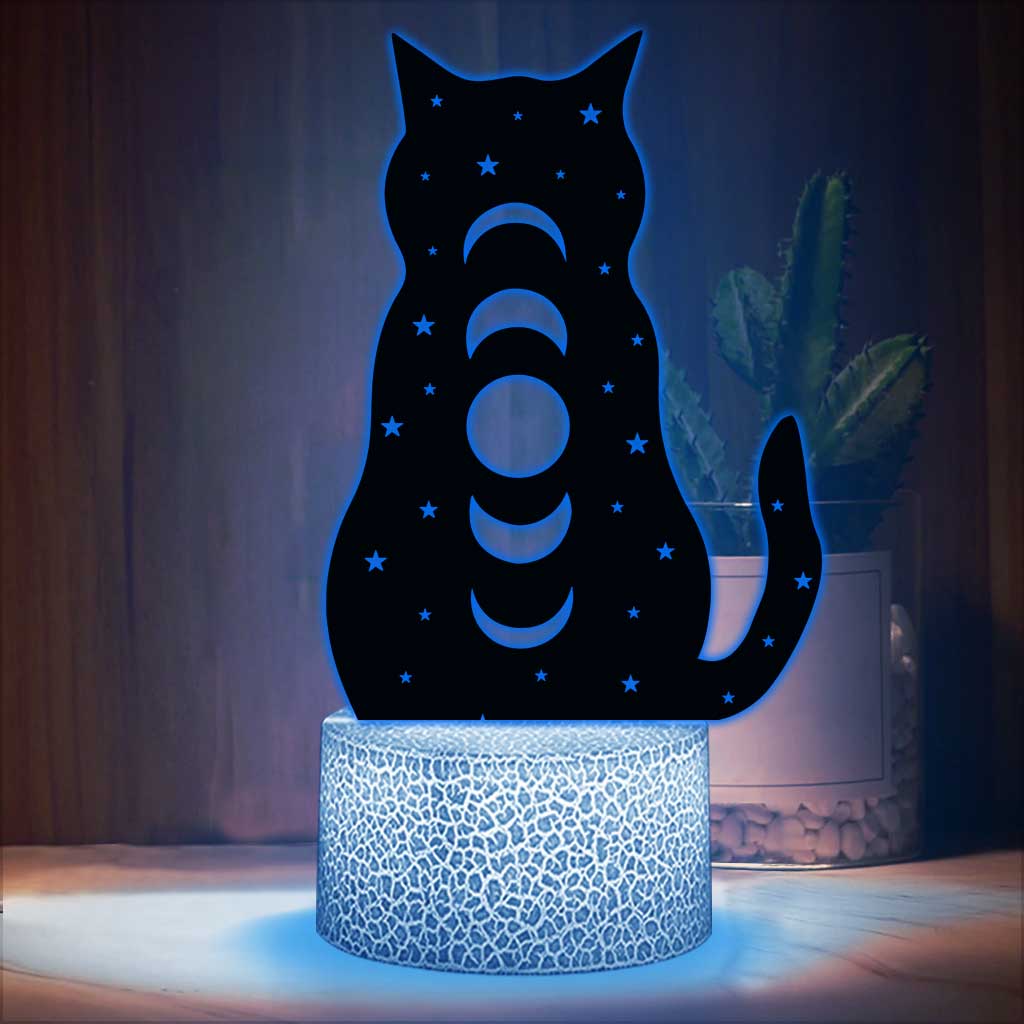 Moon Phase Cat - Witch Shaped Plaque Light Base
