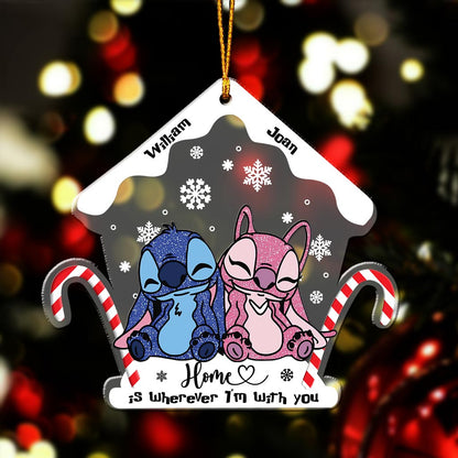 Home Is Wherever I Am With You - Personalized Christmas Ohana Transparent Ornament