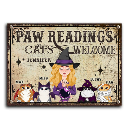 Paws Reading - Personalized Witch Rectangle Metal Sign