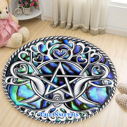 Triple Moon Pentacle - Personalized Witch Round Rug