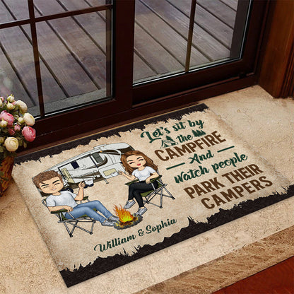 Let's Sit By The Campfire - Personalized Couple Camping Doormat