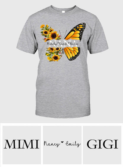Nana Butterfly Sunflower - Gift for grandma, mom - Personalized T-shirt And Hoodie