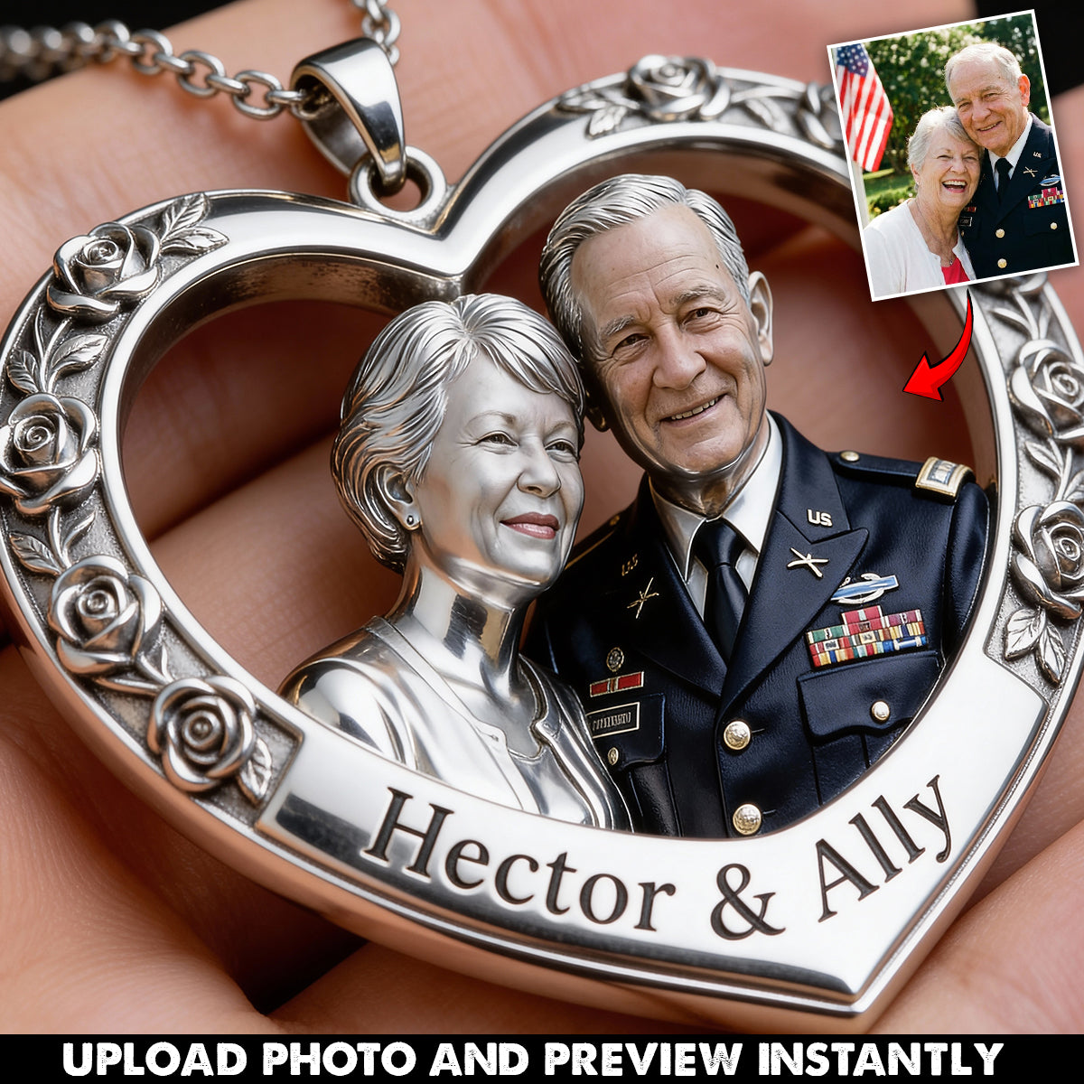 Couple Gift - Personalized Couple Shaped Acrylic Pendant Necklace