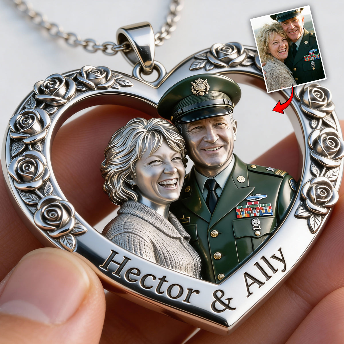 Couple Gift - Personalized Couple Shaped Acrylic Pendant Necklace