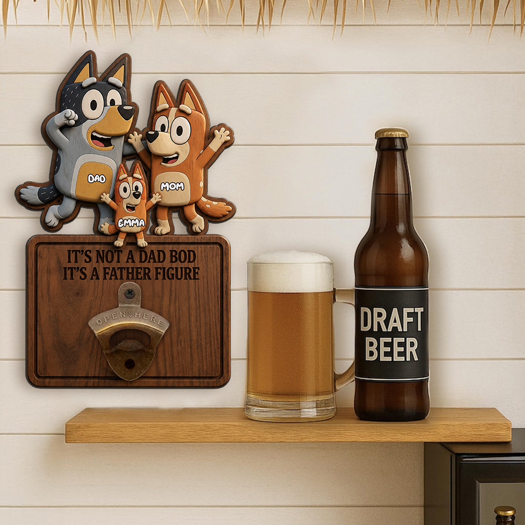 It's A Father Figure - Personalized Blue Dog Wall Bottle Opener