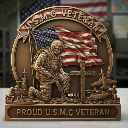 Proud Veteran - Personalized Veteran Custom Shaped Acrylic Plaque