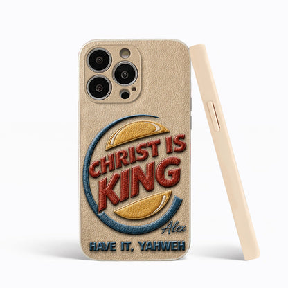 Christ Is King - Personalized Christian Classic Cap & Leather Phone Case