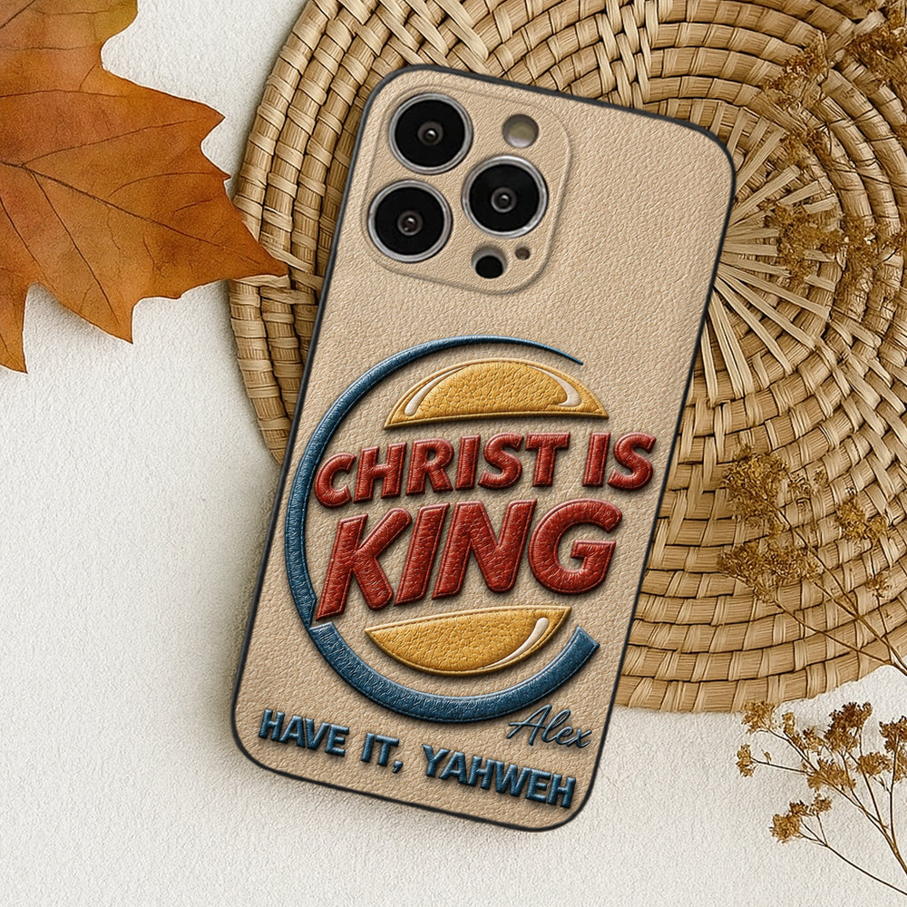 Christ Is King - Personalized Christian Classic Cap & Leather Phone Case