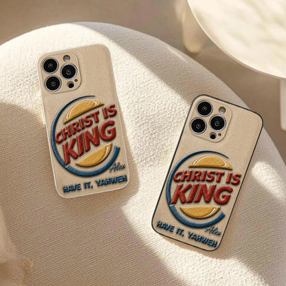 Christ Is King - Personalized Christian Classic Cap & Leather Phone Case