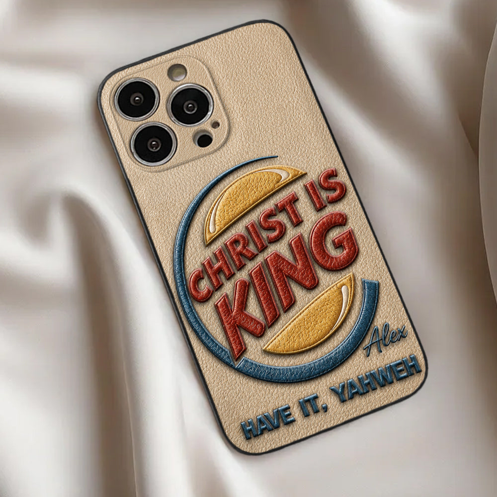 Christ Is King - Personalized Christian Classic Cap & Leather Phone Case