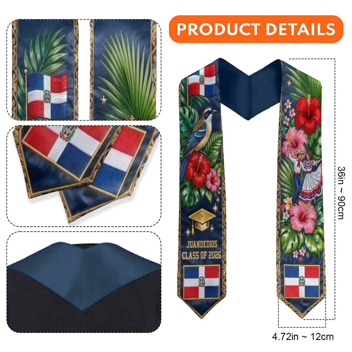 Proud Dominican Republic, Class Of 2026 - Personalized Graduation Graduation Stole