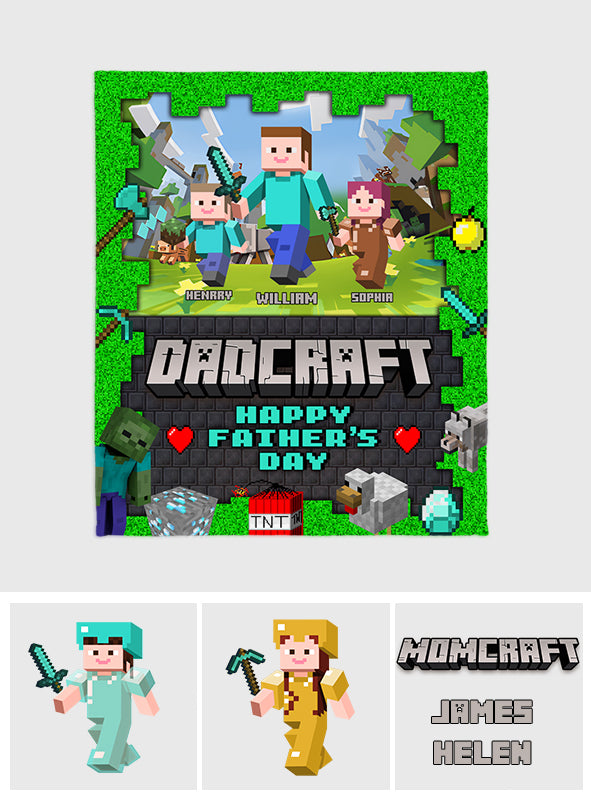 Dadcraft - Personalized Block World Blanket