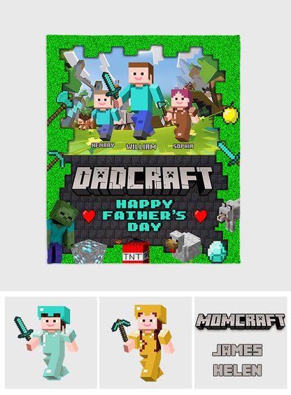 Dadcraft - Personalized Block World Blanket