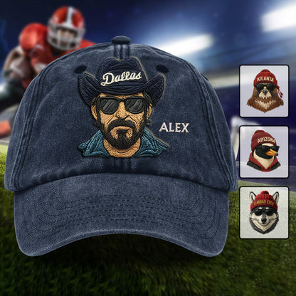Vintage Mascot - Personalized Football Washed Denim Cap