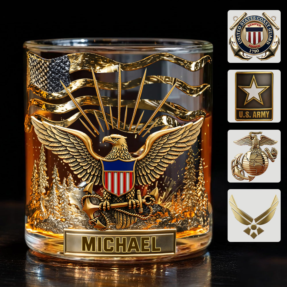 Proud Veteran - Personalized Veteran Whiskey Glass