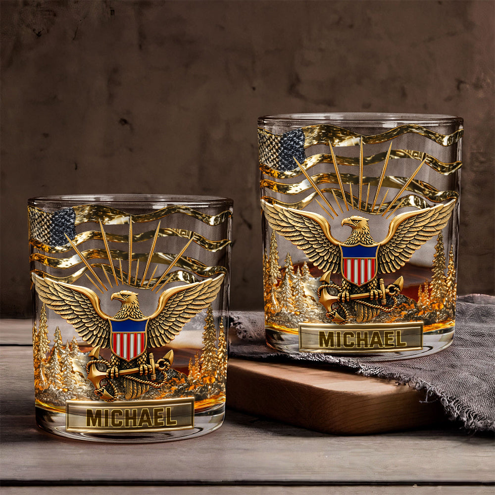 Proud Veteran - Personalized Veteran Whiskey Glass