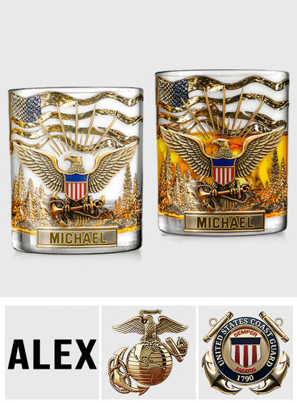 Proud Veteran - Personalized Veteran Whiskey Glass