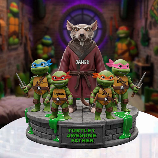 Awesome Father - Personalized Green Turtles Custom Shaped Acrylic Plaque