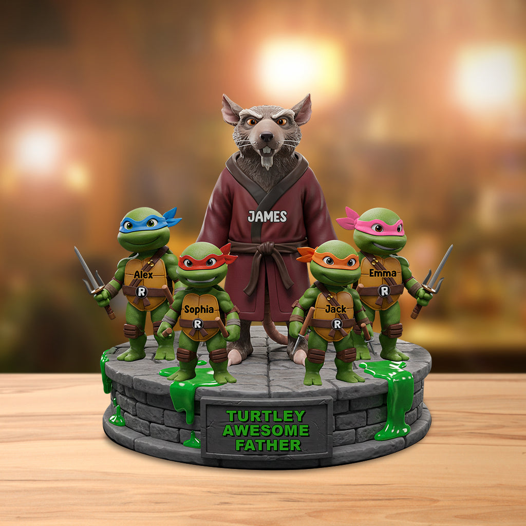 Awesome Father - Personalized Green Turtles Custom Shaped Acrylic Plaque