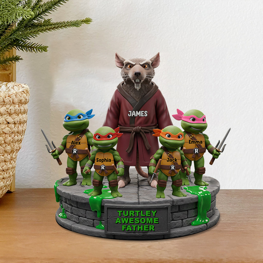 Awesome Father - Personalized Green Turtles Custom Shaped Acrylic Plaque