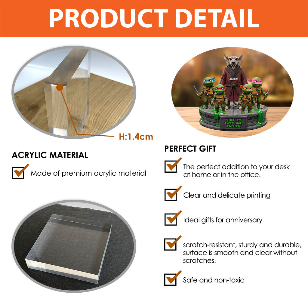 Awesome Father - Personalized Green Turtles Custom Shaped Acrylic Plaque