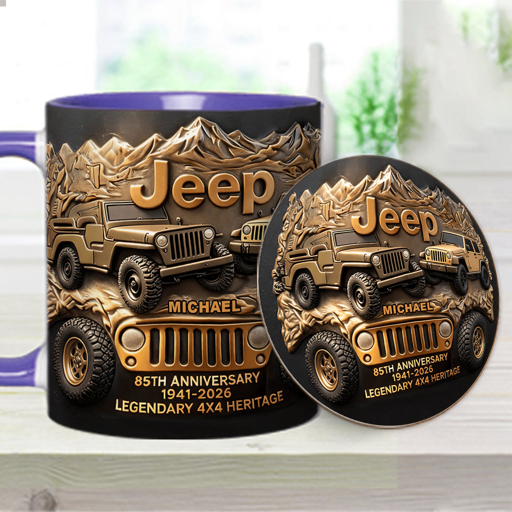 Jeep 85th Anniversary - Personalized Car Accent Mug & Coaster