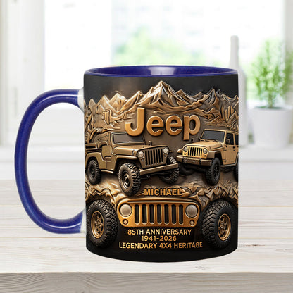 Jeep 85th Anniversary - Personalized Car Accent Mug & Coaster