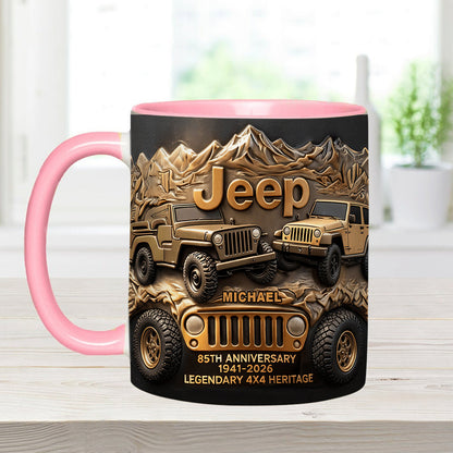 Jeep 85th Anniversary - Personalized Car Accent Mug & Coaster