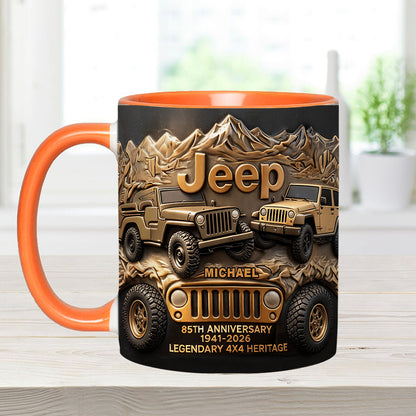 Jeep 85th Anniversary - Personalized Car Accent Mug & Coaster