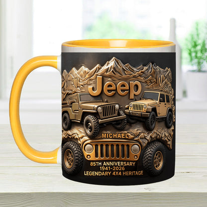 Jeep 85th Anniversary - Personalized Car Accent Mug & Coaster