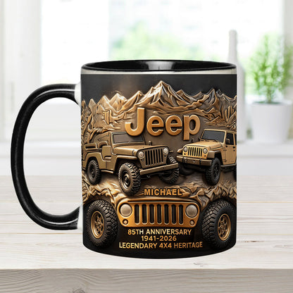 Jeep 85th Anniversary - Personalized Car Accent Mug & Coaster
