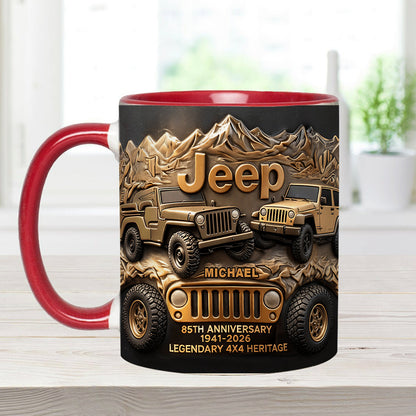 Jeep 85th Anniversary - Personalized Car Accent Mug & Coaster