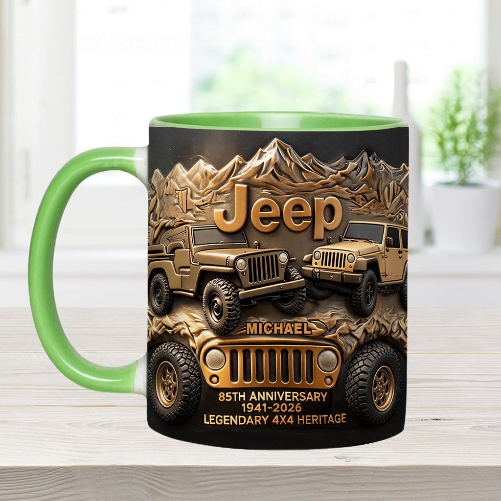 Jeep 85th Anniversary - Personalized Car Accent Mug & Coaster