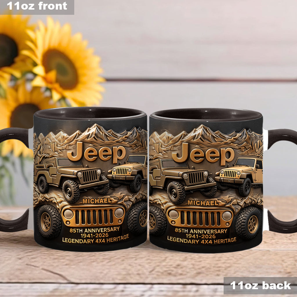 Jeep 85th Anniversary - Personalized Car Accent Mug & Coaster