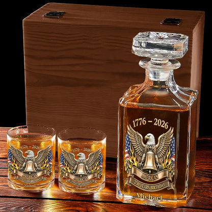 250 Year Birthday - Personalized Veteran Whiskey Decanter Set