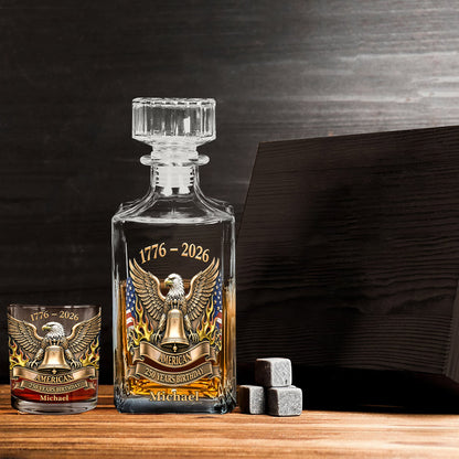 250 Year Birthday - Personalized Veteran Whiskey Decanter Set
