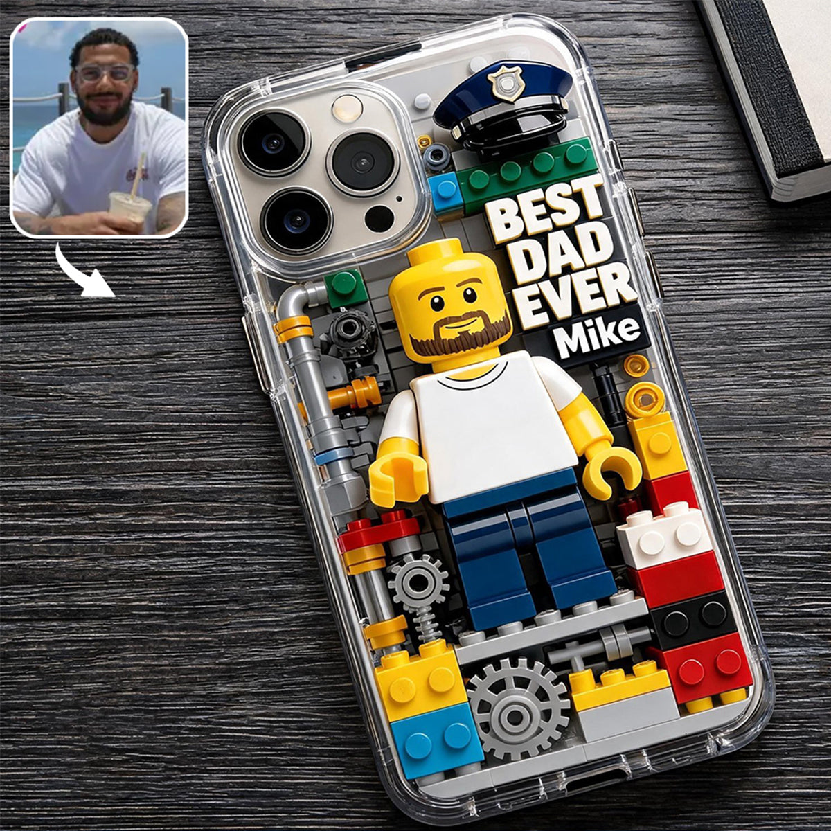 Custom Brick Human Style From Any Photo - Personalized Father Clear Phone Case