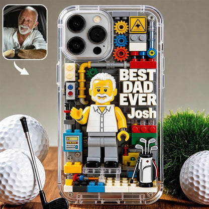 Custom Brick Human Style From Any Photo - Personalized Father Clear Phone Case