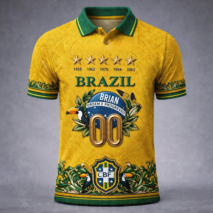 Brazil Five Times Champion - Personalized Soccer Polo Shirt
