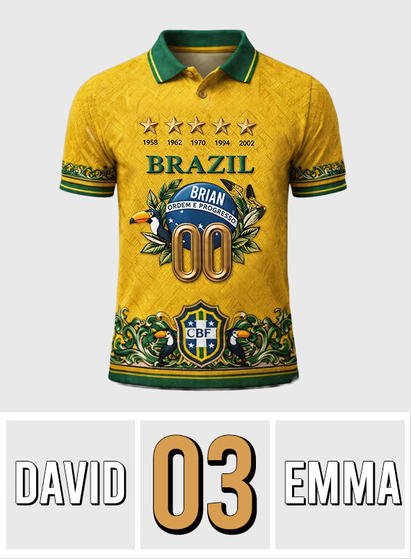 Brazil Five Times Champion - Personalized Soccer Polo Shirt