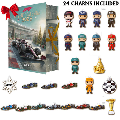 Car Racing - Personalized Formular One F1 Folded Advent Calendar With Ornaments