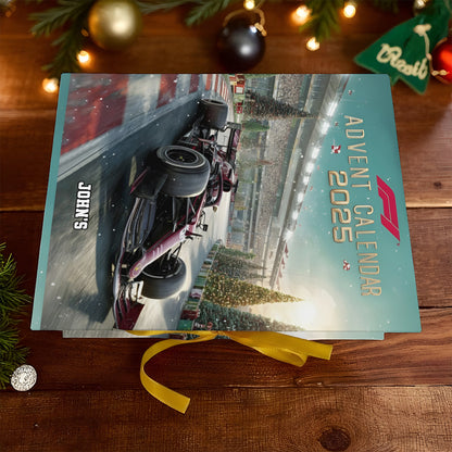 Car Racing - Personalized Formular One F1 Folded Advent Calendar With Ornaments