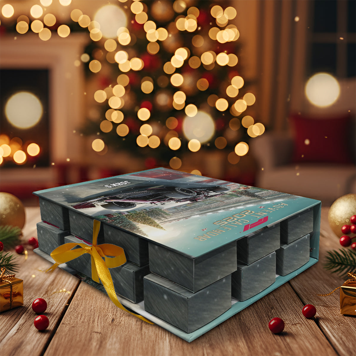 Car Racing - Personalized Formular One F1 Folded Advent Calendar With Ornaments