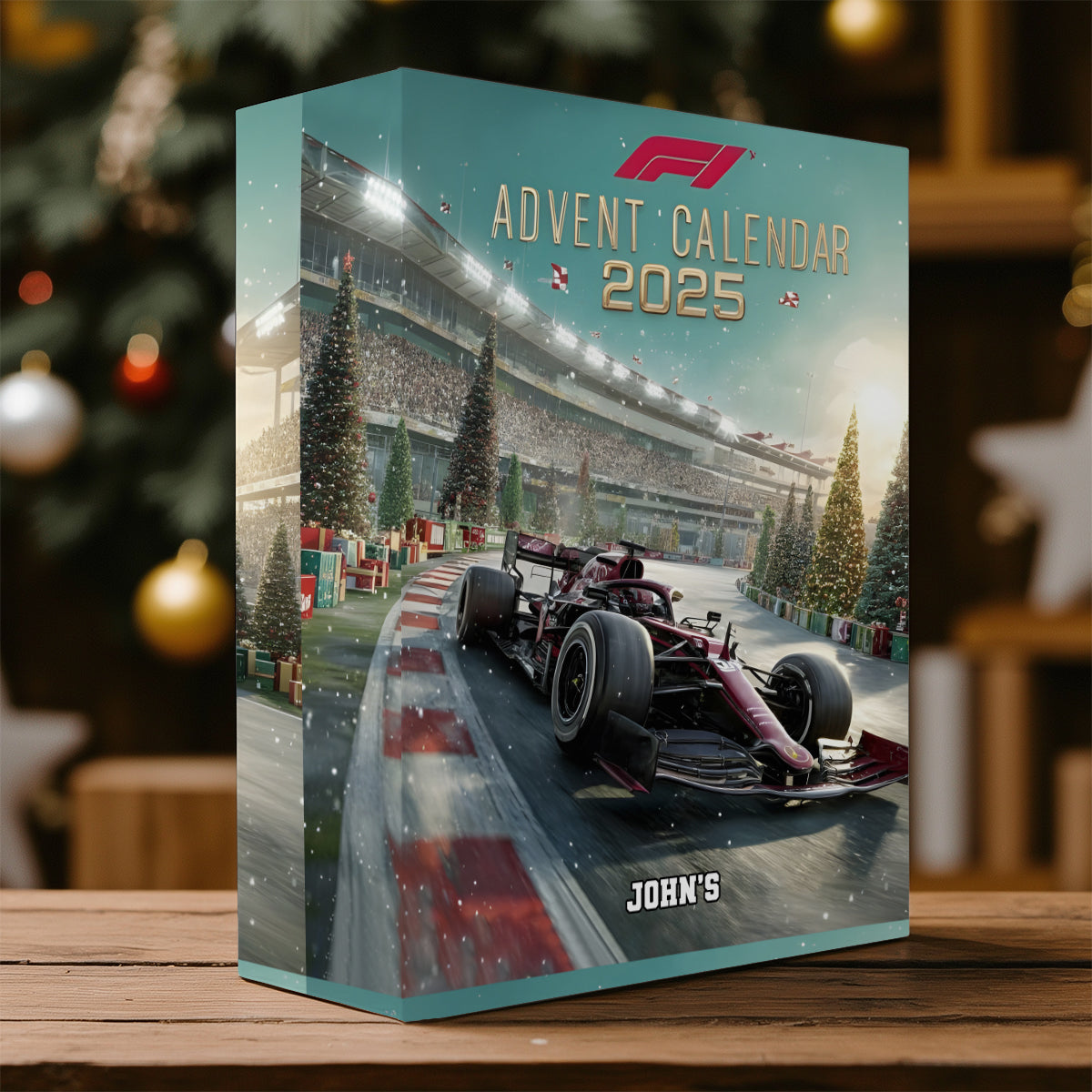Car Racing - Personalized Formular One F1 Folded Advent Calendar With Ornaments